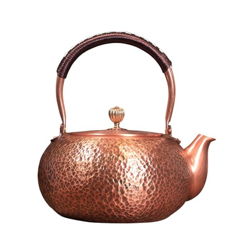 Bxzzuis 純銅ケトル、銅ケトル、手作り、コーヒーポット、大容量、手作り 、伝統工芸品、おしゃれ、人気 、電気セラミックコンロ 、ガスコンロ、 直火対応、 自宅用にもギフトにも適しています (A 1800ml)