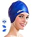 Firesara Swimming Cap for Long Hair, Silicone Swim Cap for Dreadlocks or Short Hair Unisex Premium Earmuffs for Women Men Adult Youths Keeps Hair Clean Ears Dry with Nose Clip and Ear Plugs