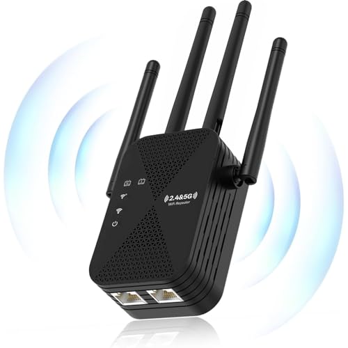 COOYA Dual Band 5GHz/2.4GHz WiFi Extender WiFi Booster WiFi Extender Signal Booster Covers 12880 Sq.ft Supports 105 Devices Wireless Signal Booster for Home Internet Booster - with Ethernet Port