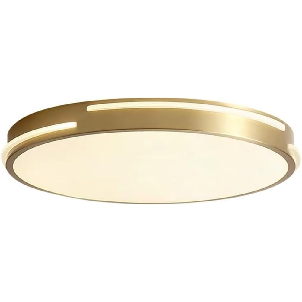 LUOYAOB Modern and Minimalism Ultra Thin Round 15.7in /11.8in Ceiling Lights Acrylic Shade Flush Mount Ceiling Lamp Full Copper Body Three-Color Mode Ceiling Light Fixture for Bedroom(40cm/15.7in)