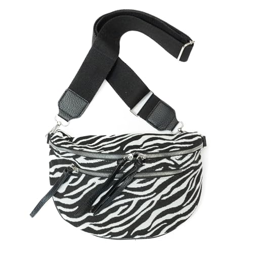 Kandharis Bauchtasche Damen Leopardenmuster Animal-Print Gürteltasche/Crossbody-Bag Reißverschlussfächer, Verstellbarer Schultergurt, ideal für Festival, Reisen & Alltag GT-04 (Zebra)