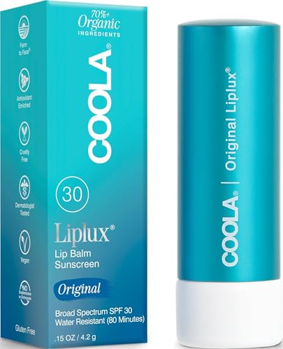 COOLA Liplux SPF 30, Organic Lip Balm Sunscreen...