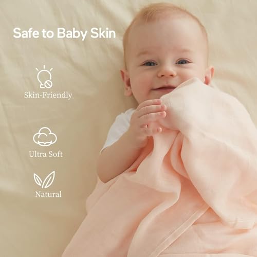 Image of Momcozy Muslin Swaddle Blankets, 4-Pack Breathable and Skin-Friendly Receiving Blankets, Swaddle Blanket Shower Gifts & Baby Girl Newborn Essentials, Large 47 inchx47 inch, Blooming Hearts