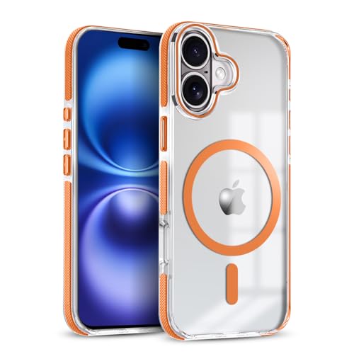 Image of MINTZZ ️ for iPhone 16 Case, Compatible with MagSafe, Military-Grade Protection, Yellowing Resistant, Scratch-Resistant TPU Back, Magnetic Phone Case for iPhone 16 Orange