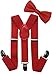 LOLELAI Toddler, Kids Suspender and Bow Tie Set | Adjustable and Elastic | for Boys and Girls (Kids, USA Flag) (Kids, Red)