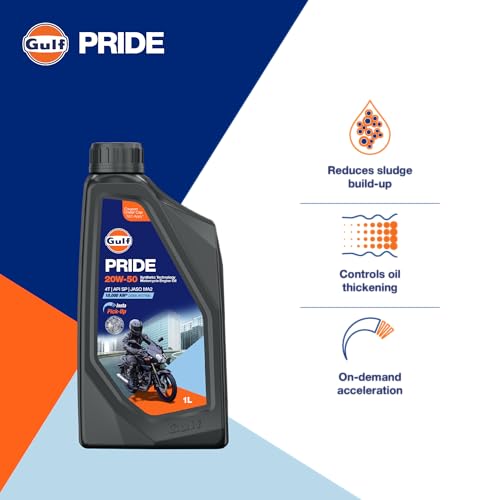 Image of GULF Pride 4T Plus 20W-50 - Engine Oil for 4-Stroke Bikes [1 L] - Pack of 1