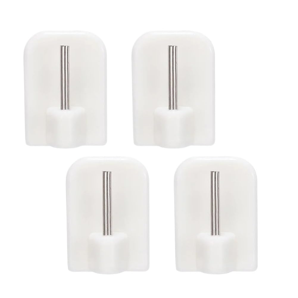 Durable Curtain Hooks Bracket Self-adhesives Stainless Steel+pvc White(4pcs)
