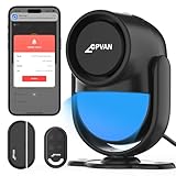 CPVAN WiFi Alarmanlage Haus mit PIR-Bewegungsmelder, Drahtloses DIY Smart-Alarmset mit Tür-/Fenstersensoren für Sicherheit – Lokalaler Alarm & App-Benachrichtigung, Schwarz