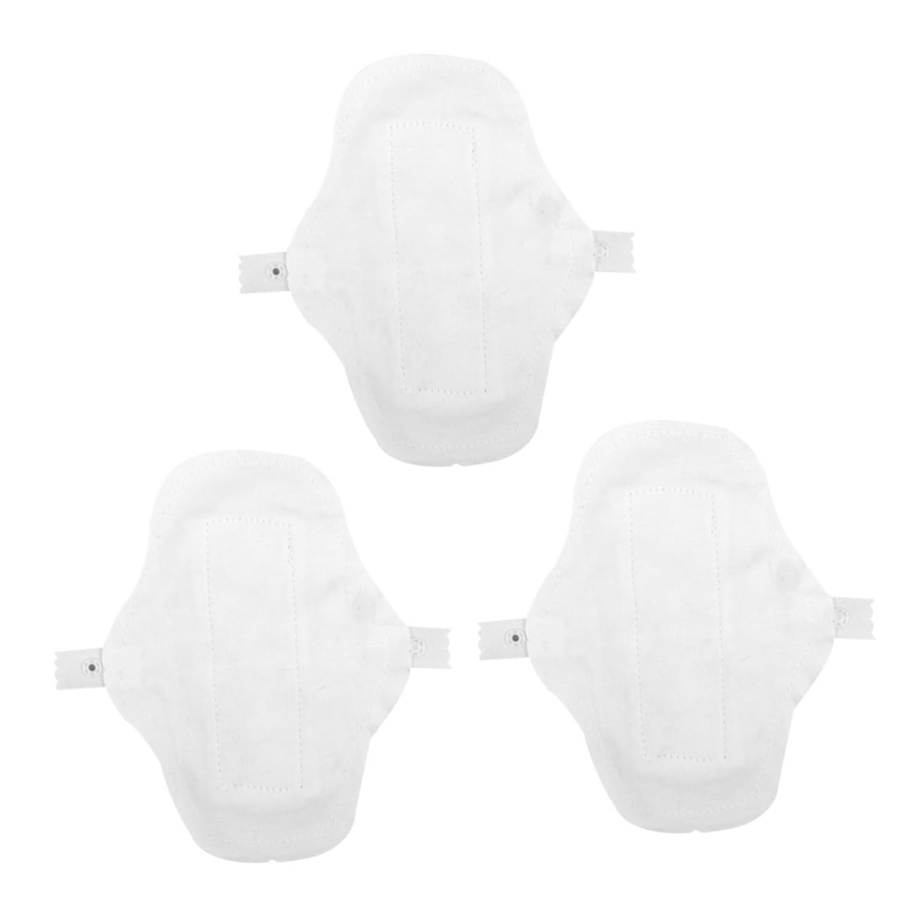 BCOATH 3 Pack Washable Sanitary Napkins Reusable Cotton Pads for Travel Waterproof Menstrual Pads Button for Women