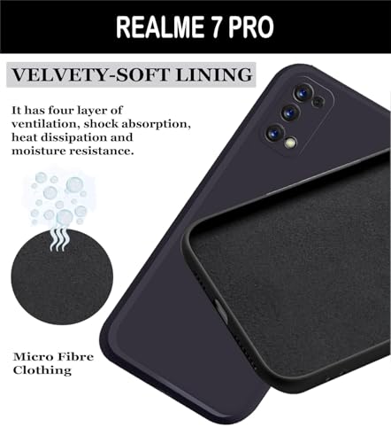 Image of BlazeTech for [ Realme 7 Pro ] Liquid Silicone Back Case Cover Flexible |Inner Lining| with Camera Protection Back Cover for [ Realme 7 Pro ] - Black