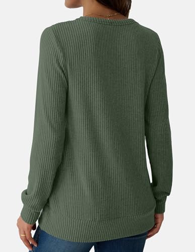 Womens Tops Long Sleeve Lightweight Shirts 2025 Fall Fashion Trendy Pullover Tops Crewneck Knit Tee Sweatshirts4