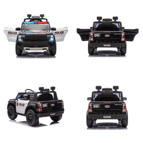 Chipolino Kinder Elektroauto Ford Police Bluetooth, Fernbedienung, Gurt, MP3, Farben:schwarz – Bild 5