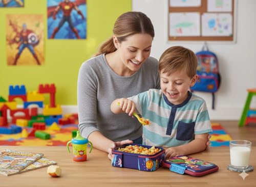 Image of STRIDERS Supreme Multi Compartment Sandwich Box for Kids - Avengers Seven Wonders Lunch Box | Leak-Proof, BPA-Free & Reusable XL School Tiffin for Boys