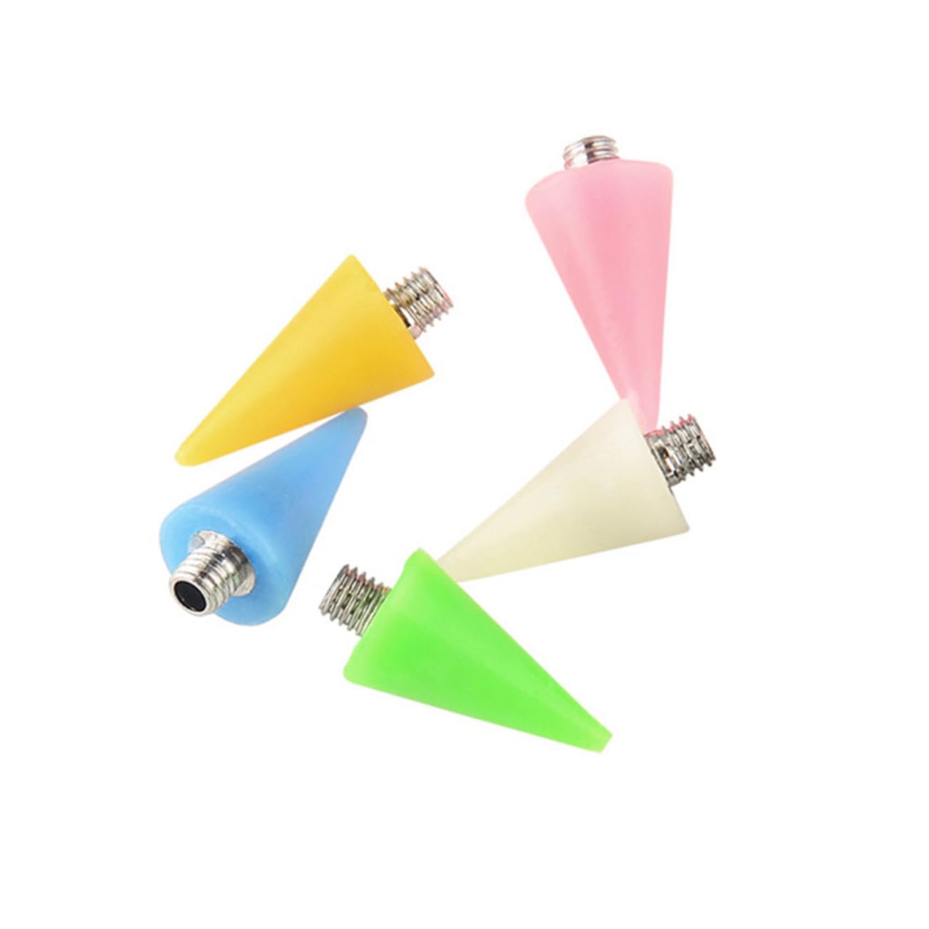 FOYTOKI 1Set Acrylic Pen Tips for Nail Art Manicure Pen Replacement Tips Mixed Colors White Yellow Blue Green Pink DIY Nail Art Tools for Home and Salon Use