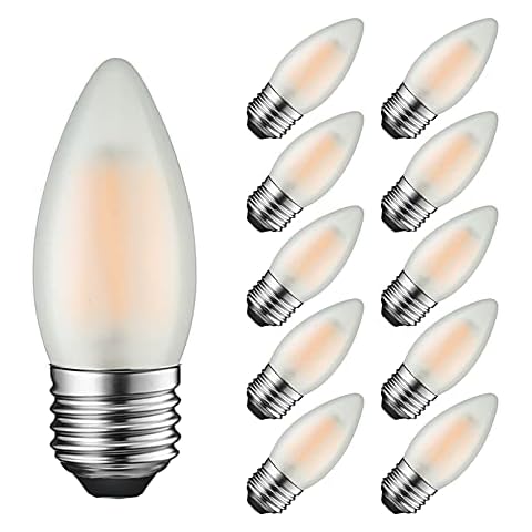 E27 Candle LED Light Bulb 4W Equivalent to 40W, Warm White 2700K, 400Lumen, Candle Bulb E27 Screw, E27 Filament Screw Bulb, Frosted Glass, Non-Dimmable, 10-Pack - SUPOO Cover