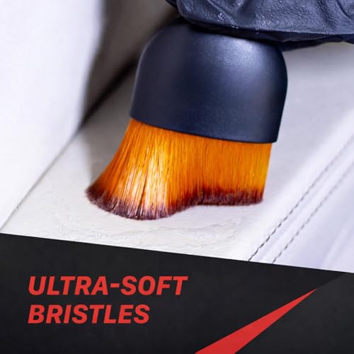 Image of Ultra Soft Detailing Brush Set (1 PCS) - Scratch-Free Cleaning Brush with Dust Shield Cover, Ergonomic Handle for Car Interior, Dashboard, AC Vents, Keyboard & Home Cleaning (Black & Brown)