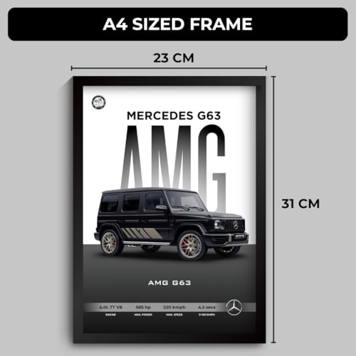 Image of Mercedes G Wagon Poster | Framed G Wagon A4 Sized (31 x 23 cm) | Car Posters for Wall, Gift for Boys, Mercedes G 63 Frame | Supercar Frames | Car Poster for Wall, Bedroom, Hostel, Study Room (F 005)