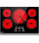 AMZCHEF Electric Cooktop 30 Inch,5 Burners Built-in Electric Stove Top,Max 9000W Ceramic Glass Co...