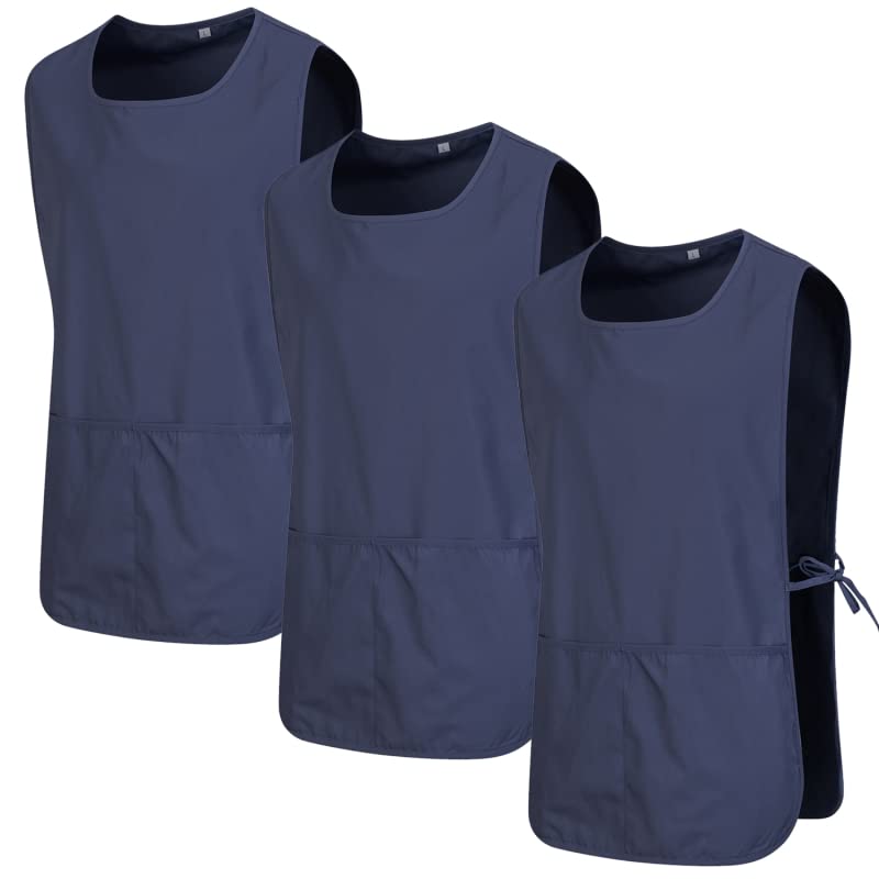 MISEMIYA - Package 3 Units - Apron Cleaning Work Uniform Clinic Hospital Cleaning Veterinary 3-3301 - Medium, Gray 68