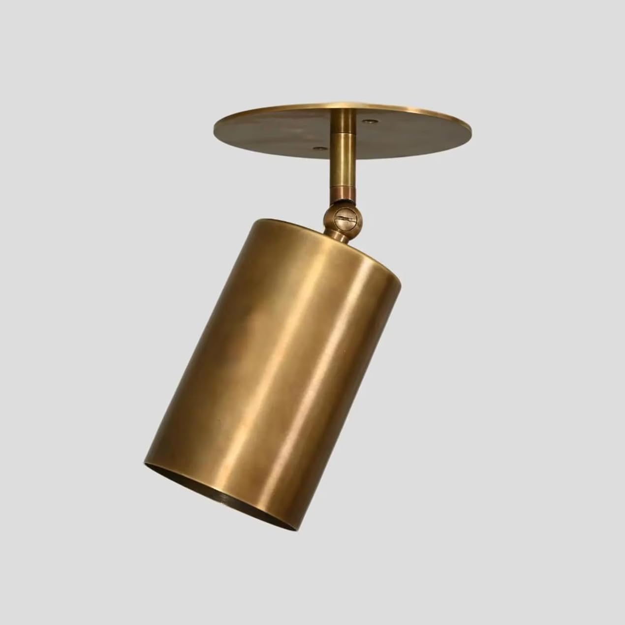 Handmade Brass Ceiling Spotlight – Adjustable Antique Brass Ceiling Light Fixture, Rotatable LED Ceiling Wall Sconce for Indoor Accent Lighting, Vintage Minimalist Spotlight (Raw Brass)