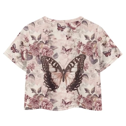 Image of Girls Crop Tees Crew Neck Casual Short Sleeve T Shirts Kids Loose Soft Comfortable Tees Blouses Shirt for Little Girl