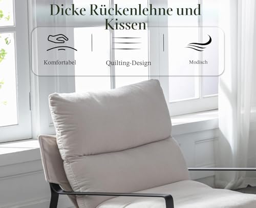 chairus Loungesessel Chenille Armlehnen Gepolstert Modern Beige