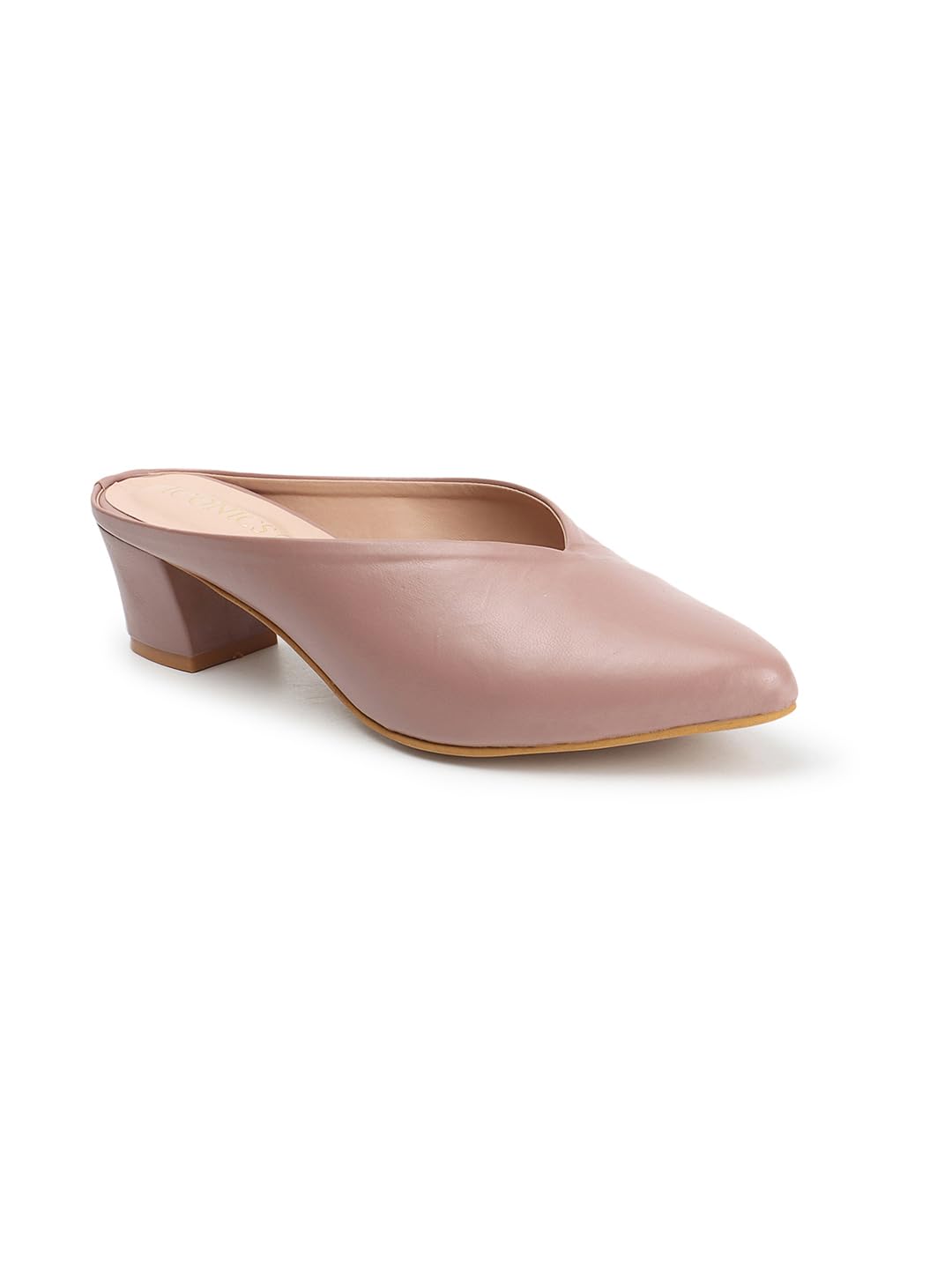 Women's Solid Pointed Toe Block Heel Mules-image-31