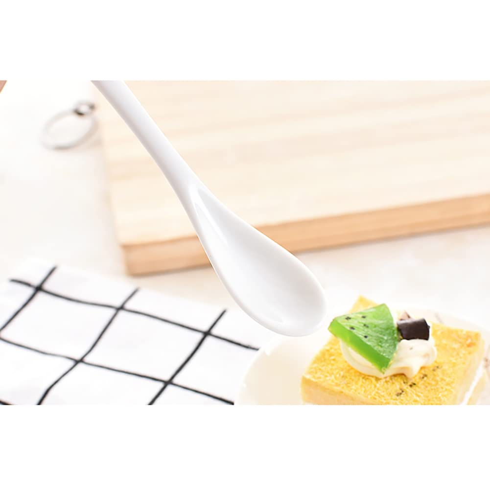 Weiße Porzellanlöffel Mit Langem Griff – 10 Stück, 15 Cm, Für Kaffee, Tee, Desserts & Mehr