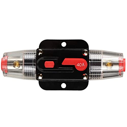Ruolin Auto Disjoncteur Étanche 20A-125A, Porte-fusible de Disjoncteur DC 12V - 48V Avec Commutateur Manuel De Réinitialisation De Fusible pour Moteur Auto Marine Bateau Vélo Stéréo Audio Cover