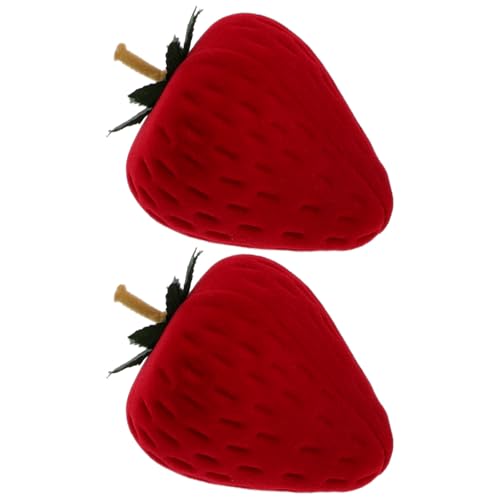 HOMOCONO Caja de Joyería Delicada en Forma de Fresa para Anillos, Organizador para Mujer, Resistente al Desgaste de Diseño Compacto, Color Rojo, 2 Piezas