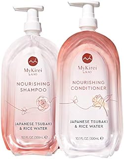 Shampoo & Conditioner Set by MyKirei By Kao, Japanese Tsubaki & Rice Water for Hair, Sustainable Bottles, 10.1 Ounces Each