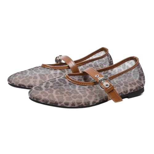 Women's Fashionable Leopard Print Mary Jane Flats, Casual Comfortable Breathable Square Toe Flat Shoes, Lightweight Comfortable Comfy Shoes for Daily Wear, Girl