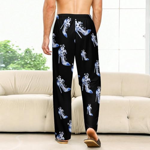 Sexy Blue Heel Flowers Men's Pajama Pants Lightweight Pjs Bottoms Sleep Lounge Pant with Pocket Drawstring2