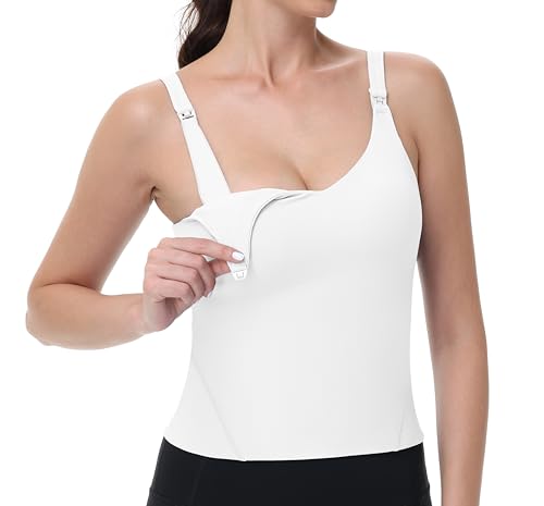 Image of V VOCNI Nursing Tank Tops for Breastfeeding Workout Crop Top Longline Nursing Sport Bra Maternity Bras for Pregnancy