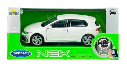 Welly VW Volkwagen Golf 8 VIII GTI 5 Türer Weiss 8. Generation Ab 2019 ca 1/34-1/39 Metall Modell Auto Die Cast Neu im Kasten