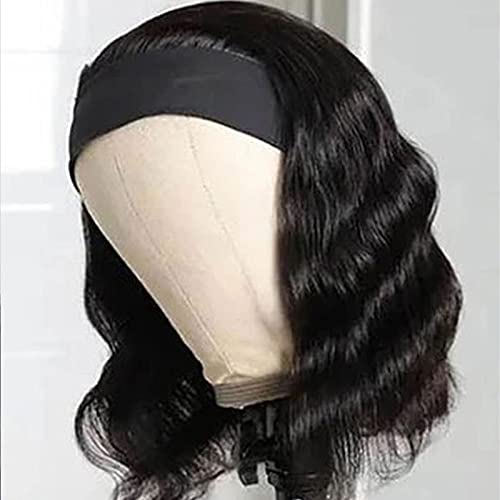 MENTOR Human Hair Headband Wigs 180% Density Body Wave Human Hair Wig Machine Made Full Wigs Wavy for Black Women Natural Black 14 Inch