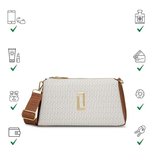Image of Lavie Luxe Women's Lucie Quilted 3-Compartment Medium Crossbody Sling Bag | Ladies Purse Handbag | Gift for Women