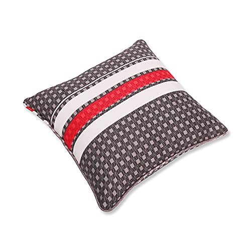 Image of Swayam Cotton Set 2 Decorative Soft Cushion Case Square Pillowcases for Couch Sofa Bed Living Room| 12 X 12 Inches | Black Red