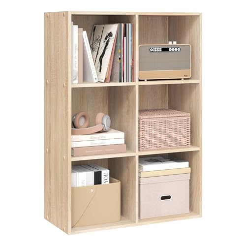 WOLTU Bibliothèque Armoire Étagère de Rangement 59.6X29X89cm en MDF pour Salon 6 Cubes...