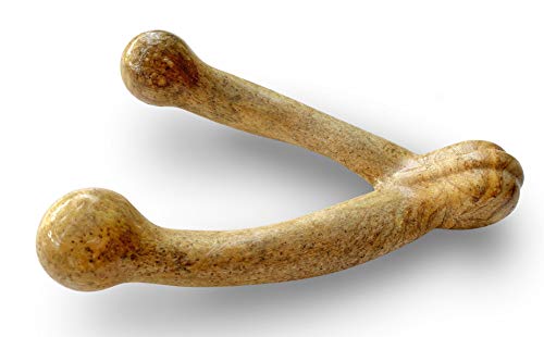 Pet Qwerks Wishbone BarkBone - Nylon Chew Toy for Aggressive Chewers - Peanut Butter Flavor - 5.38\"