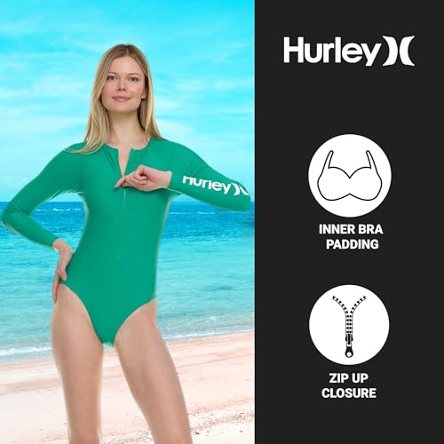 Image of Hurley Long Sleeve Womens One Piece Swimsuits, Swimsuit for Women, Bathing Suit for Women, Swim Suit UPF 50+ SPF UV Protected