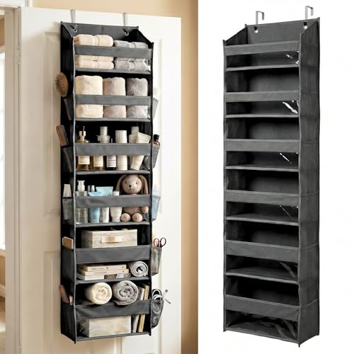Image of HOMELUX THEORY UPGRADED 6 Tiers Over The Door Organizer Hanging - 100D EXTRA THICK & 50lbs HUGE CAPACITY, 12 Side Mesh Pockets Over The Door Shoe Organizer, Hanging Closet Organizer (Dark Gray, 1pc)