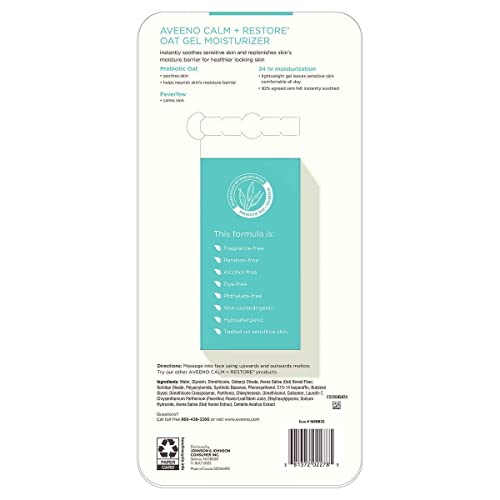 Aveeno Calm+Restore Oat Gel Face Moisturizer, Sensitive Skin, 1.7 Oz - Hypoallergenic, Fragrance & Paraben-Free (Pack Of 2) #TOP7