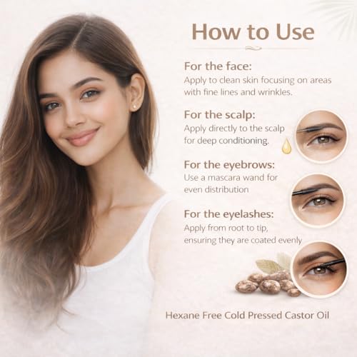 Image of Pure Cold Pressed Castor Oil - Hexane Free, For Hair Growth, Face, Scalp, Skin & Eyelashes - Nourishing and Moisturizing, 200ml