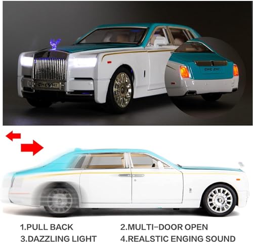 Image of VARIYA ENTERPRISE Exclusive Alloy Metal Pull Back Die-Cast Car Diecast Metal Pullback Toy Car with Openable 6 Doors,Light Music Boys Gifts Toys (1:24 Rolls Royce Phantom)