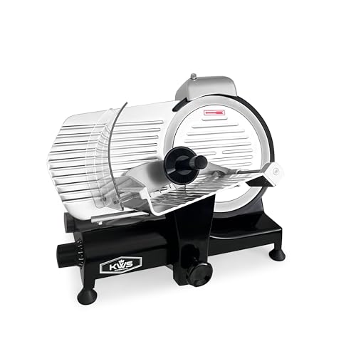 Image of KWS MS-10XS Premium 320W Electric Meat Slicer 10-Inch in Black with 304 Stainless Steel Blade, Frozen Meat /Deli /Cheese /Food Slicer Low Noises Commercial and Home Use [ ETL, NSF Certified ]