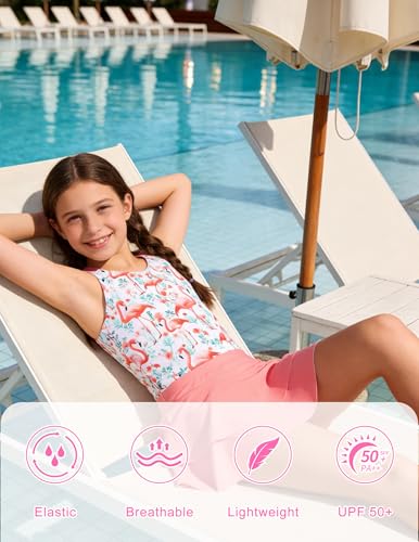 Image of ALISISTER Girls Tankini Swimsuit Two Piece Bathing Suits Summer Beach Swimwear with Shorts for 7-12 Years