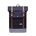 Produktbild KAUKKO Rucksack Roll Top Backpack Lässiger Vintage Tagesrucksack Herren Laptop Schulrucksack fit 15" Notebook Bag für Wandern Reisen Camping (Schwarz Grau JNL-F5-0309)