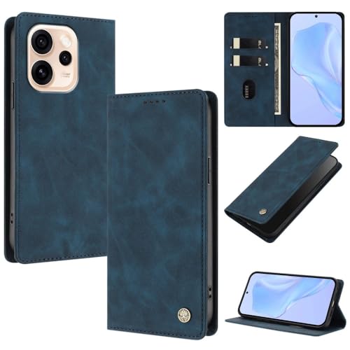 Étui pour Moto G86 bleu foncé housse portefeuille en cuir rétro à clapet magnétique