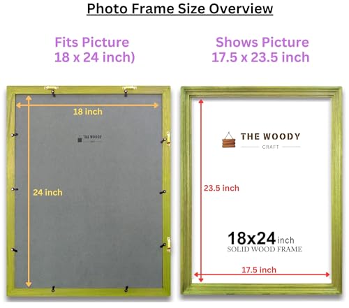 Image of Photo Frame 18 Inch x 24 Inch | Wall Hanging Photo Frames | Photo Frame For Wall Big Size Branded | Green Wooden Frames For Wall | Frames for Modern Homes (18x24 Inch, Green)